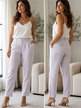RW&CO Light Lilac Linen Blend Tailored Ankle Pants Size 8